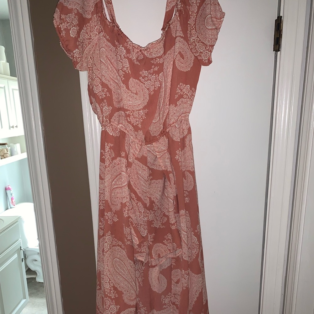 Paisley romper/dress with light salmon and white!
